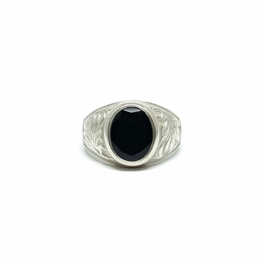 Anillo Sello Hombre Ónix Negro Talla 12.5