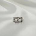 Anillo Eslabón Cubano Pavé Bicolor Talla 7