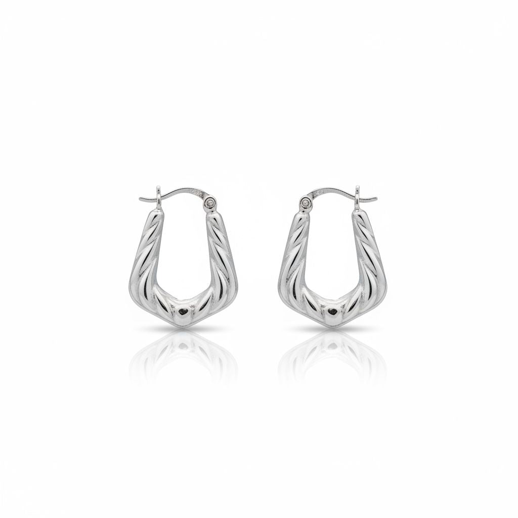 Argollas Chunky Trapecio Diamantadas 1.5x2.5cm