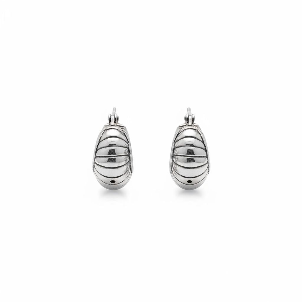 Argollas Chunky Estriadas Diagonales 1.5x2.3cm