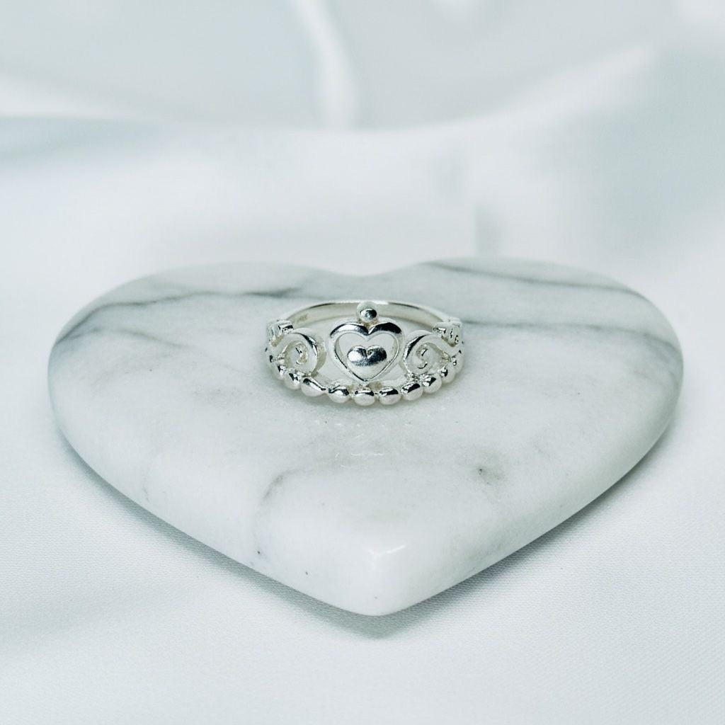 Anillo Corona Corazón Calado Talla 7