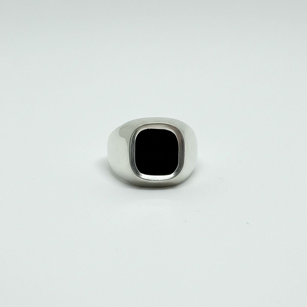 Anillo Sello Masculino Ónix Negro Talla 11