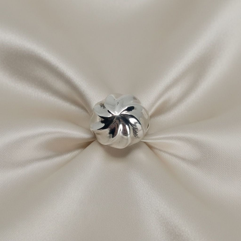 Anillo Flor Calabaza Esculpida Pulida Talla 8