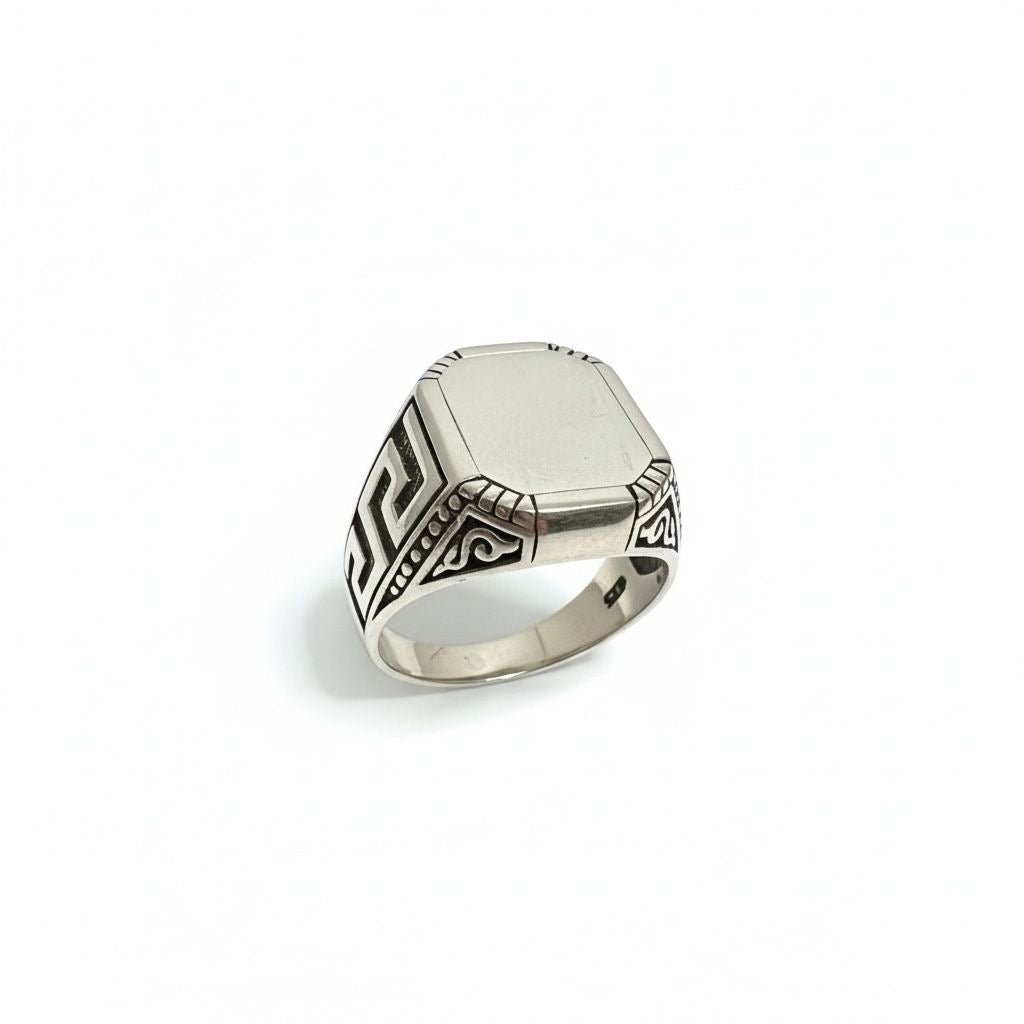 Anillo Sello Hombre Octagonal Liso Talla 13
