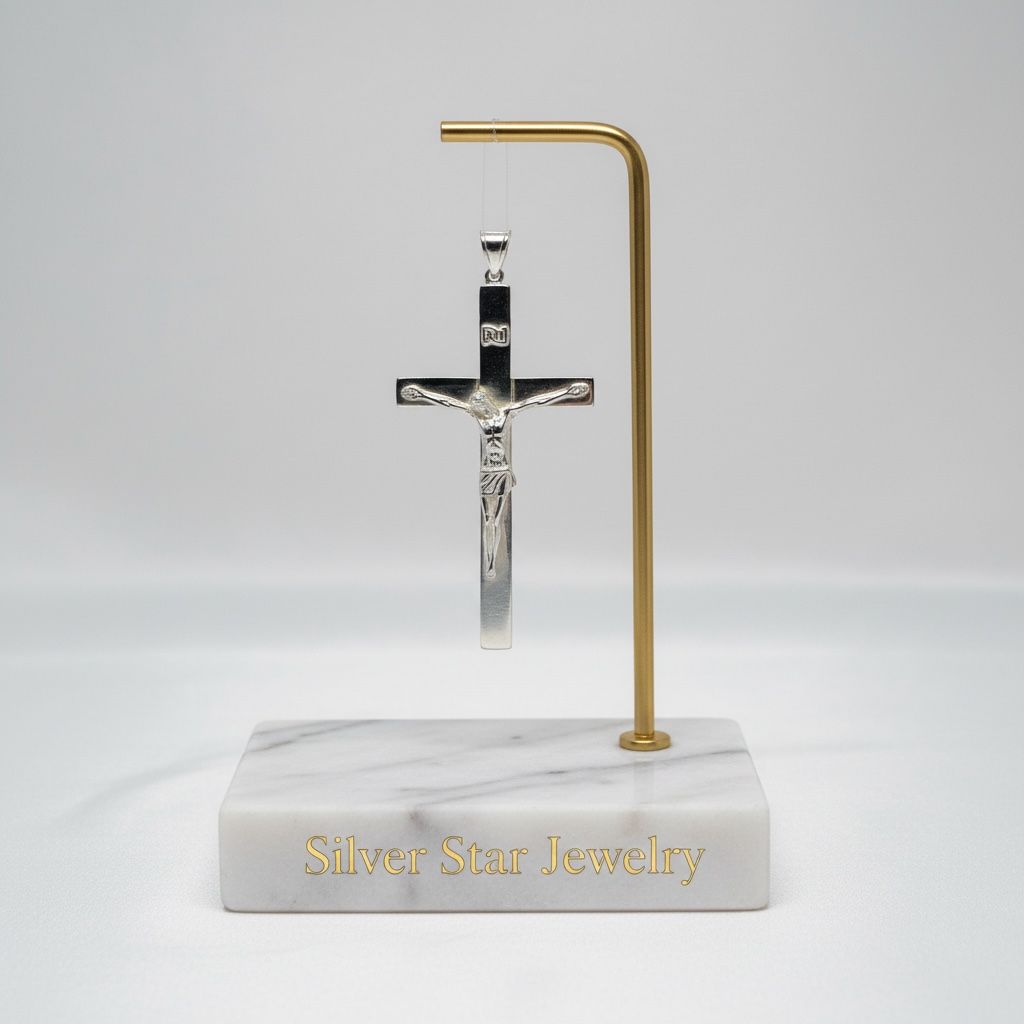 Dije Crucifijo Cristo en Relieve con Acabado Espejo