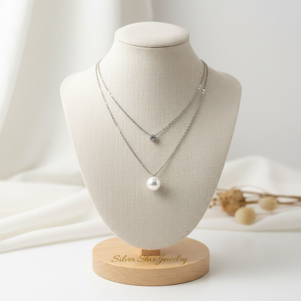 Collar Doble Capa Perla y Zirconia