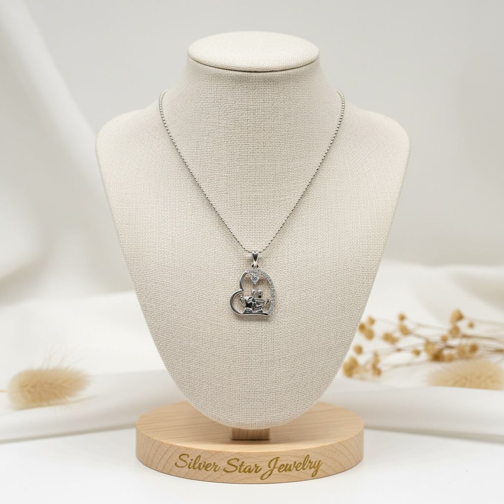 Collar Corazón y Ángel con Zirconias