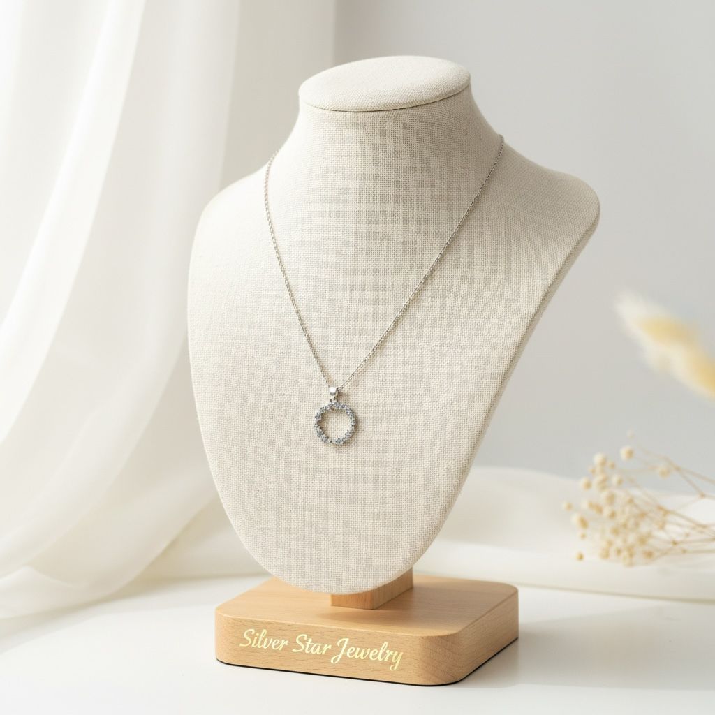 Collar Dije Círculo Abierto Pavimentado con Zirconias