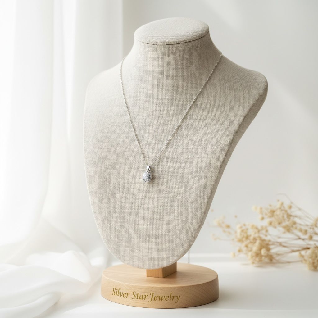 Collar Dije Gota Pavimentada con Zirconias